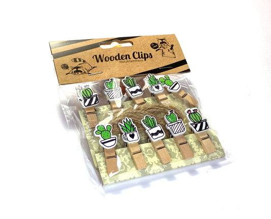 Holzklammern Miniklammern Kakteen 10er Set