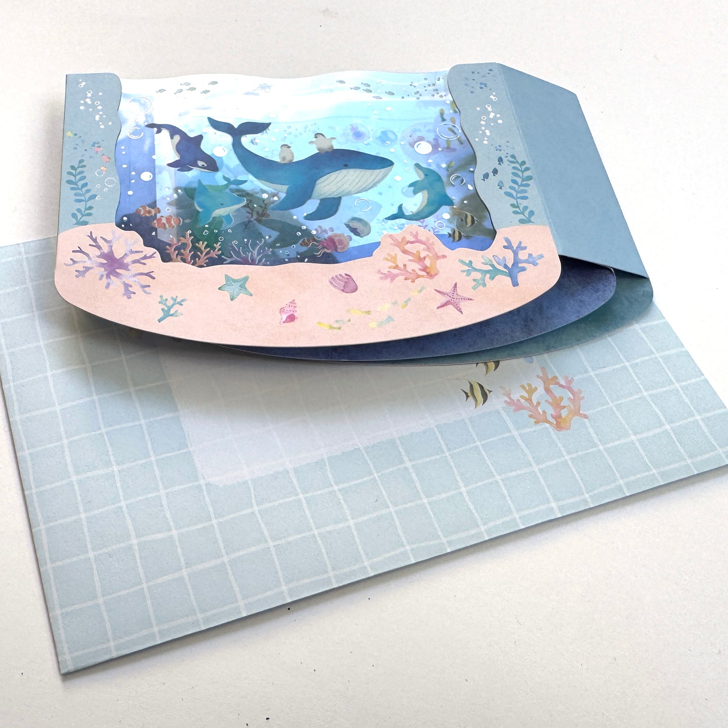 Aquarium: Wal, Delphin, Fische - Pop up Karte