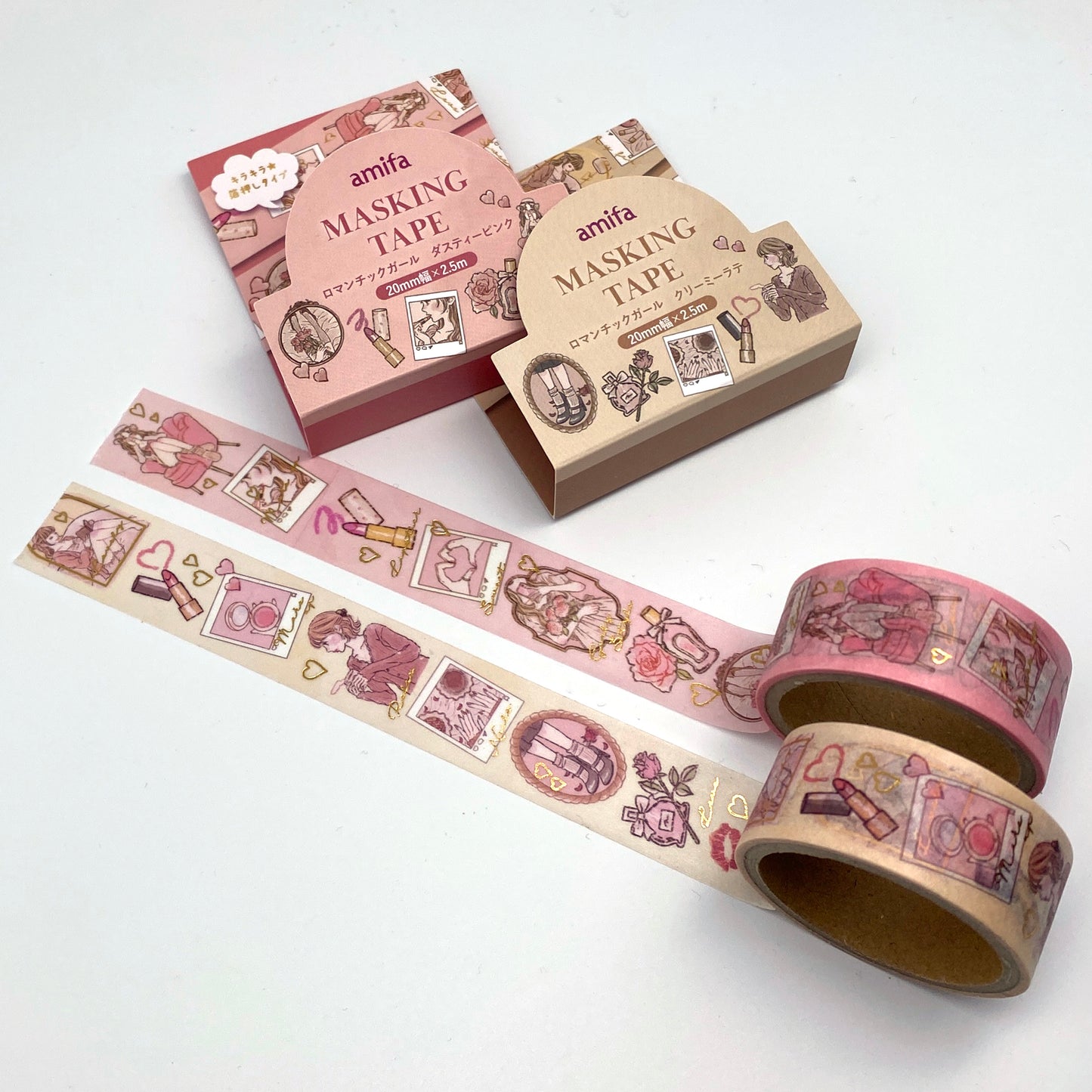 Girl-  mit Folienapplikation  retro Masking Tape Washi Tape