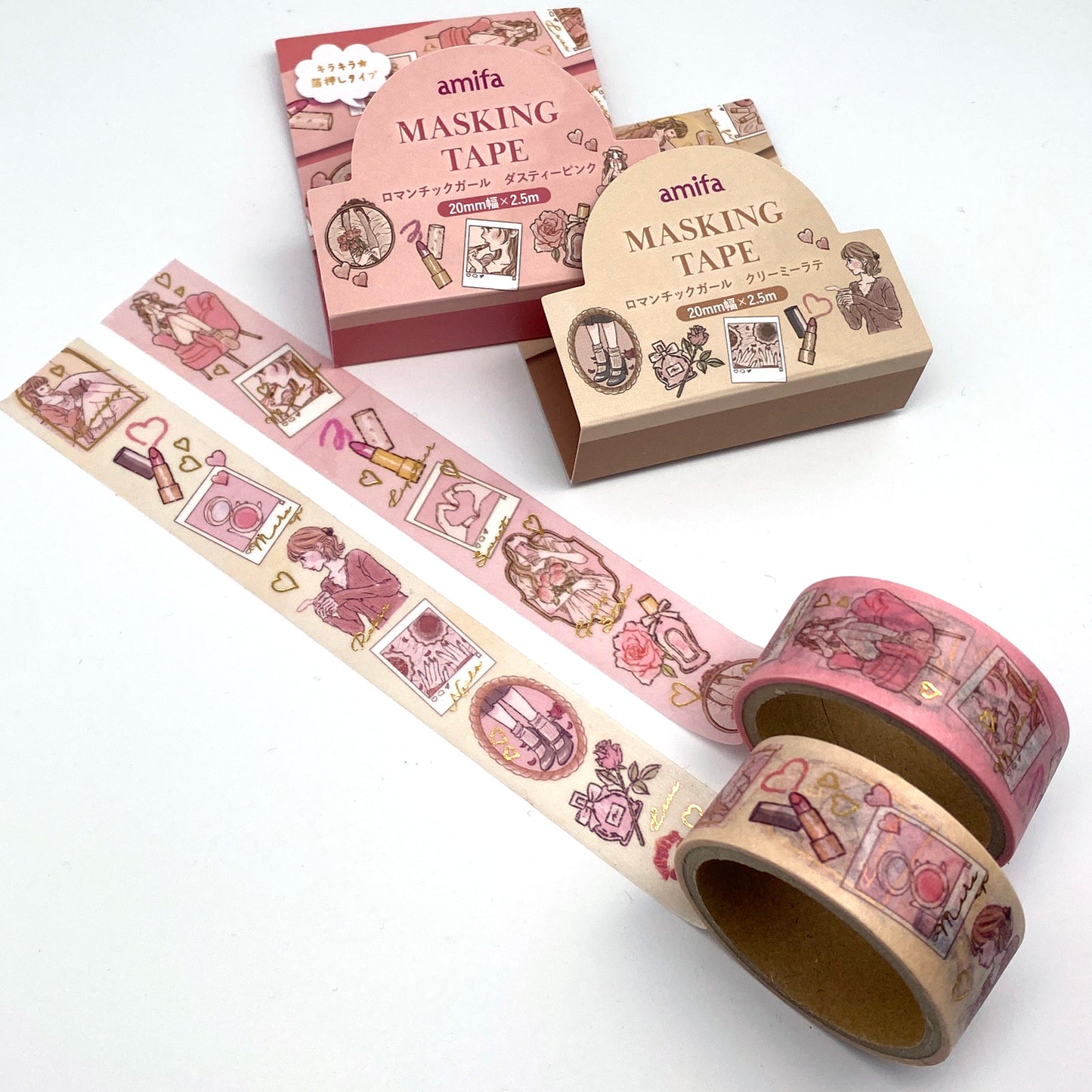 Girl-  mit Folienapplikation  retro Masking Tape Washi Tape