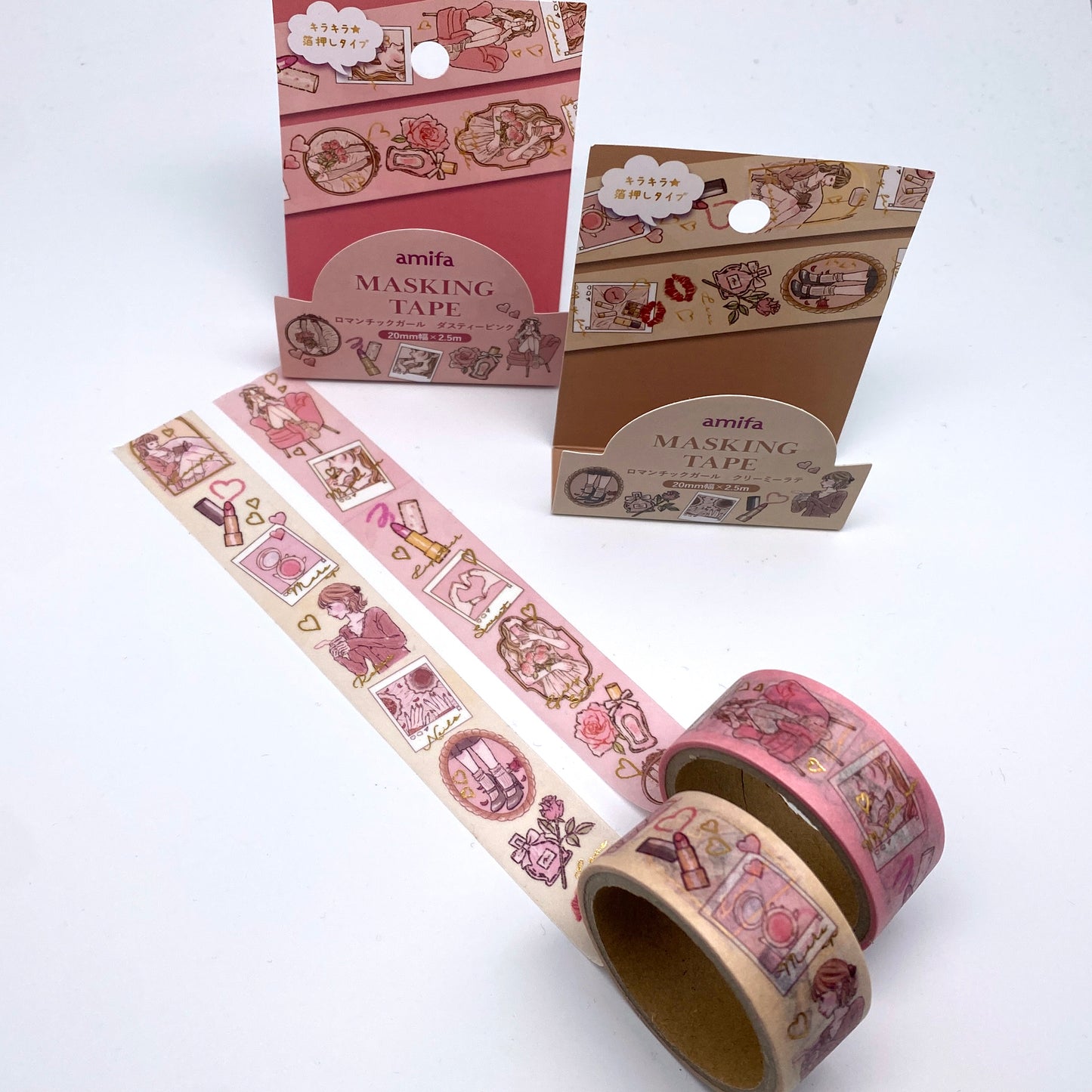 Girl-  mit Folienapplikation  retro Masking Tape Washi Tape