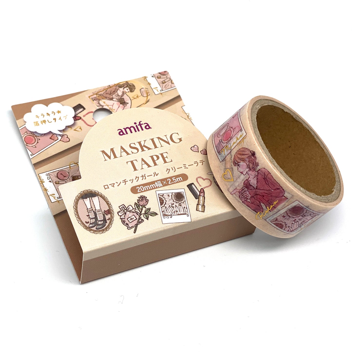 Girl-  mit Folienapplikation  retro Masking Tape Washi Tape