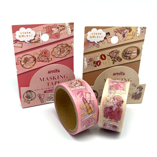Girl-  mit Folienapplikation  retro Masking Tape Washi Tape