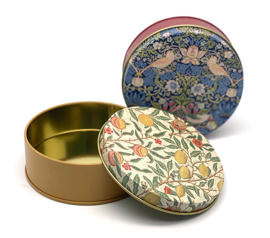 Runde Dose aus Blech - William Morris Muster