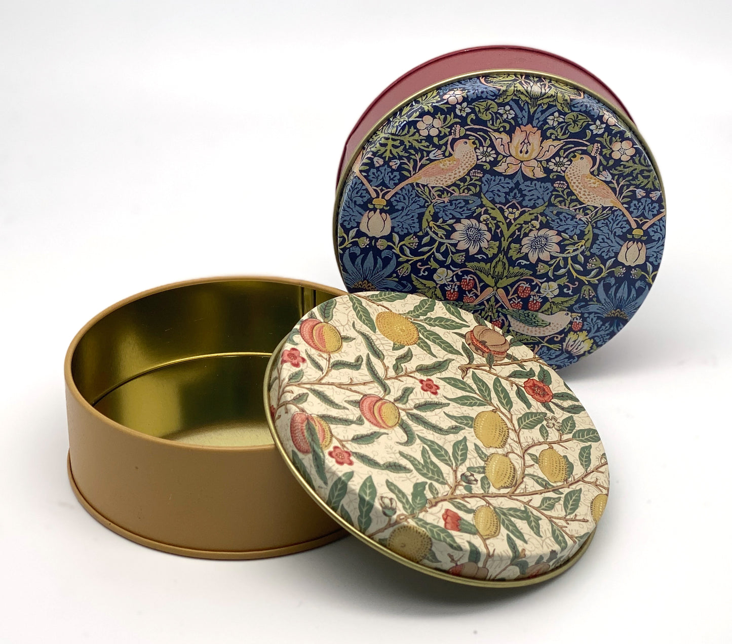 Runde Dose aus Blech - William Morris Muster