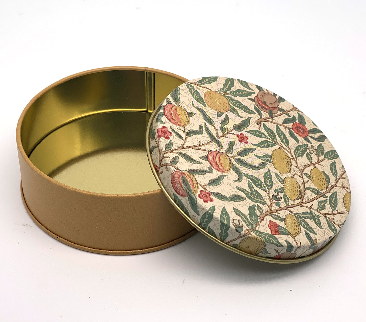 Runde Dose aus Blech - William Morris Muster