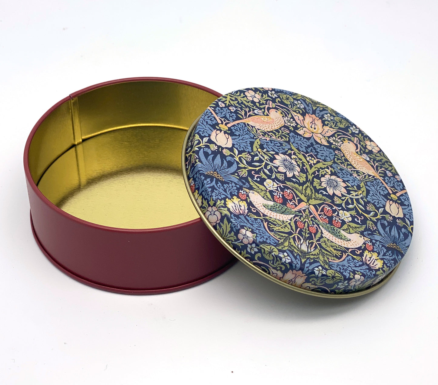 Runde Dose aus Blech - William Morris Muster