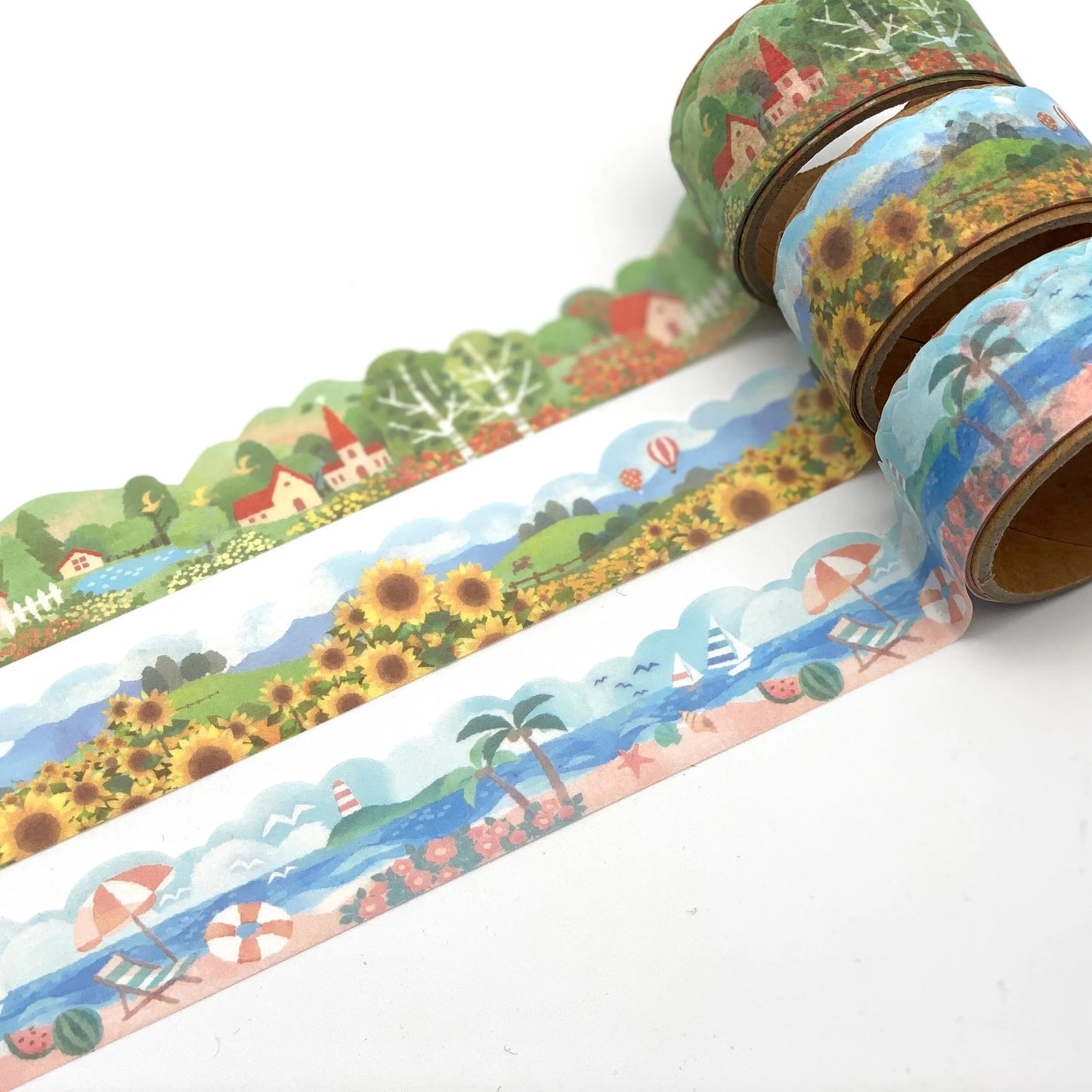 Dorf, Strand, Sonnenblumen - Washi Tape/Masking Tape mit Konturschnitt