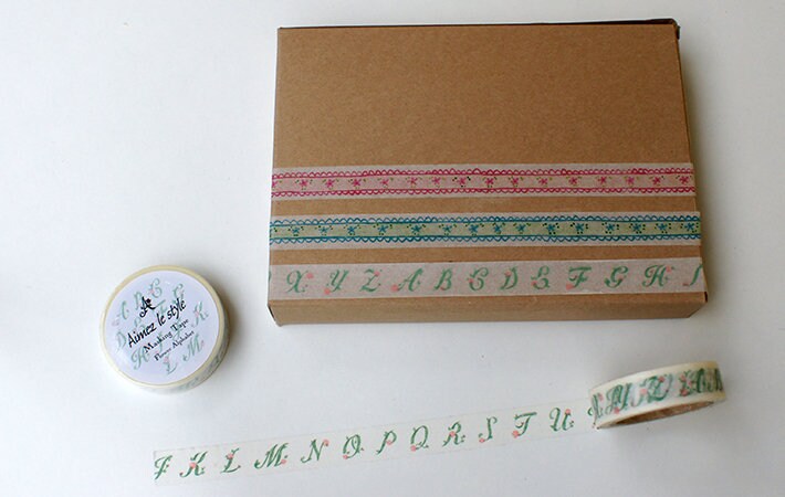 Flower Alphabets - Washi Tape/Masking Tape schmal