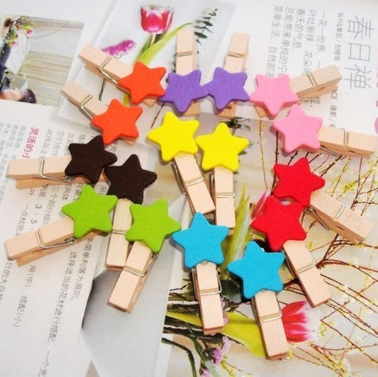 Holzklammern Miniklammern mit Stern 24er Set