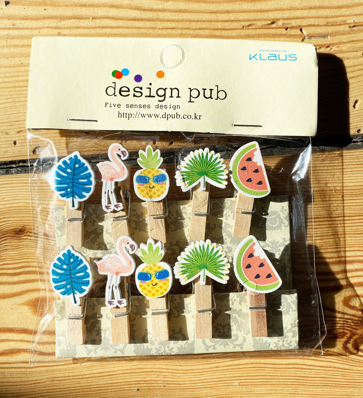 Holzklammern Miniklammern Lama, Alpacca, Muschel, Flamingo,  10er Set