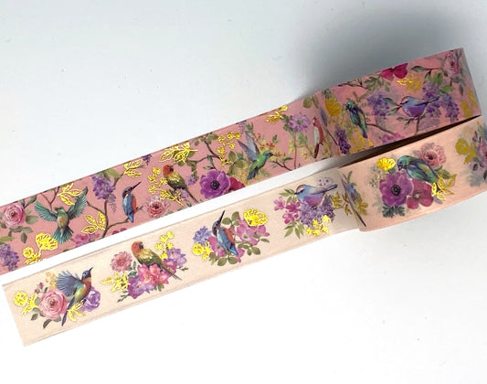Vögel mit Goldfolie- Washi Tape/Masking Tape