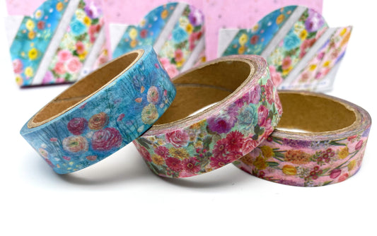 Blumenmuster, Washi Tape/Masking Tape 15mm x 6M