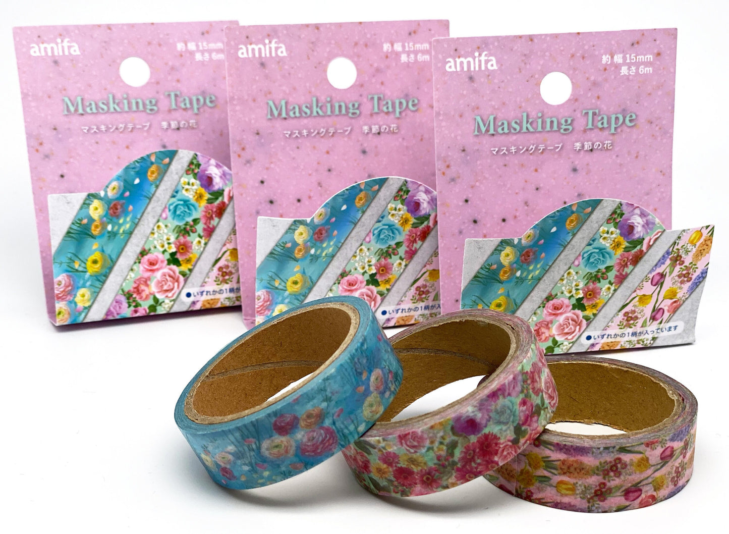 Blumenmuster, Washi Tape/Masking Tape 15mm x 6M