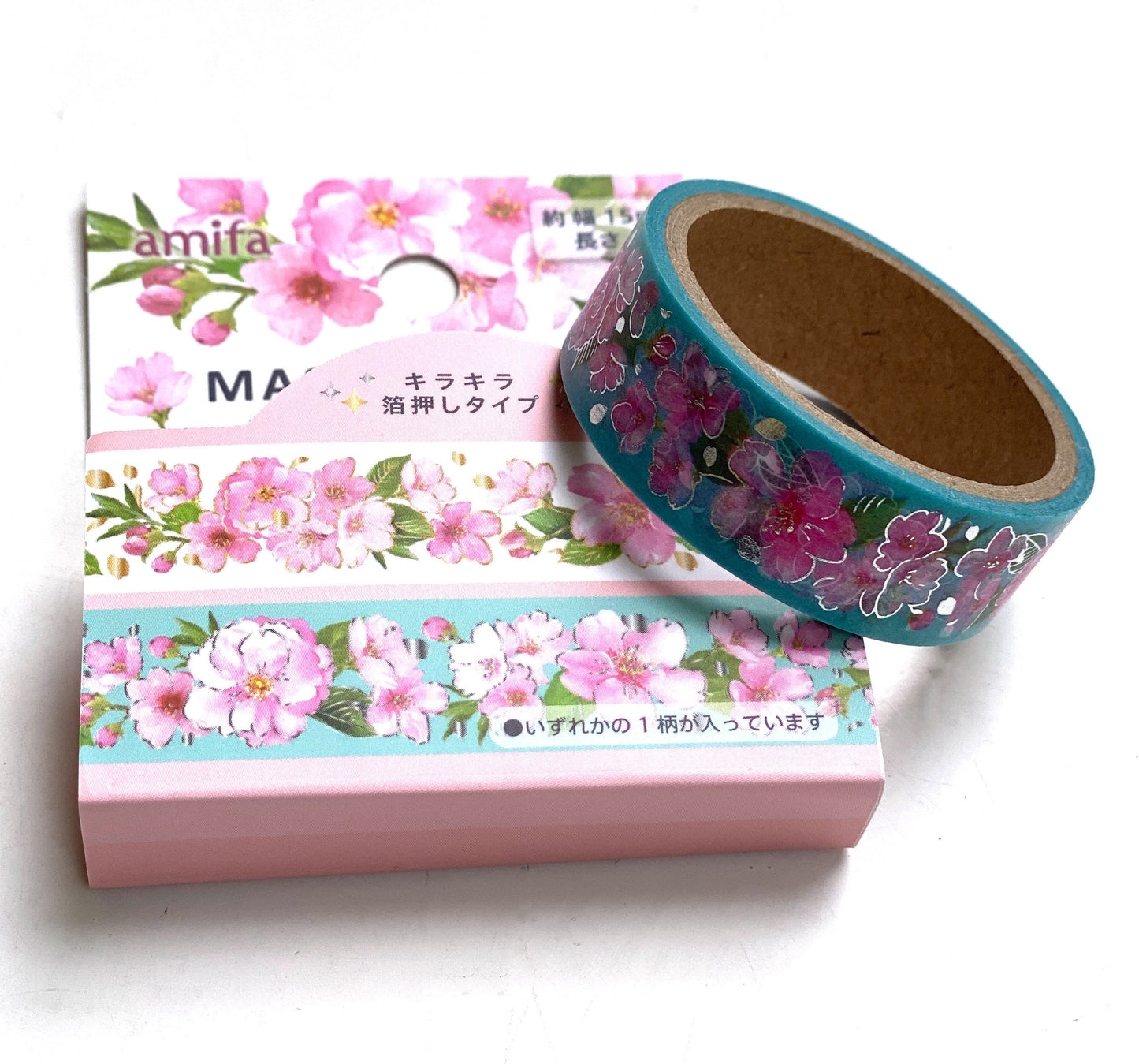 Blumen mit Gold / Silber- Folienapplikation, Washi Tape/Masking Tape 20mm