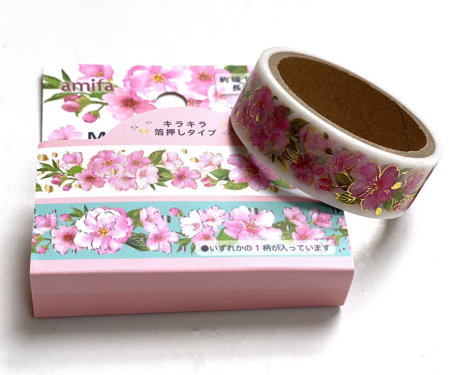 Blumen mit Gold / Silber- Folienapplikation, Washi Tape/Masking Tape 20mm