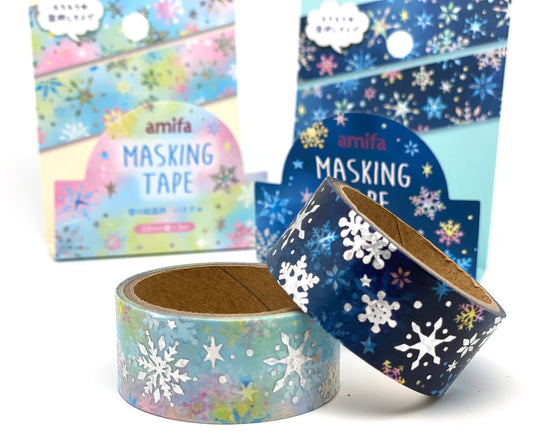 Schneeflocken mit Silber, Washi Tape/Masking Tape 20mm x 3m