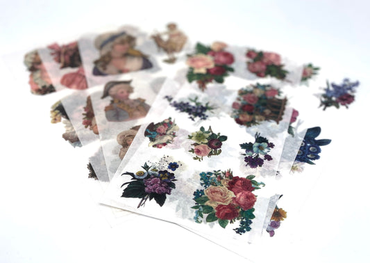 Stickersets Vintage "Blumen" "Frauen und Mädchen" Sticker, Aufkleber,