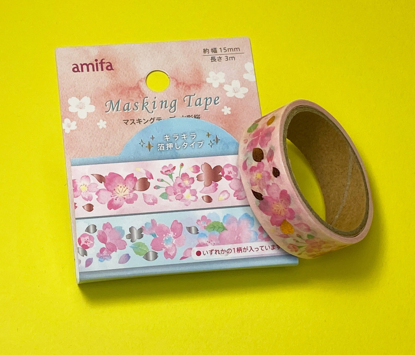 Blumen mit Gold / Silber- Folienapplikation, Washi Tape/Masking Tape 15mm