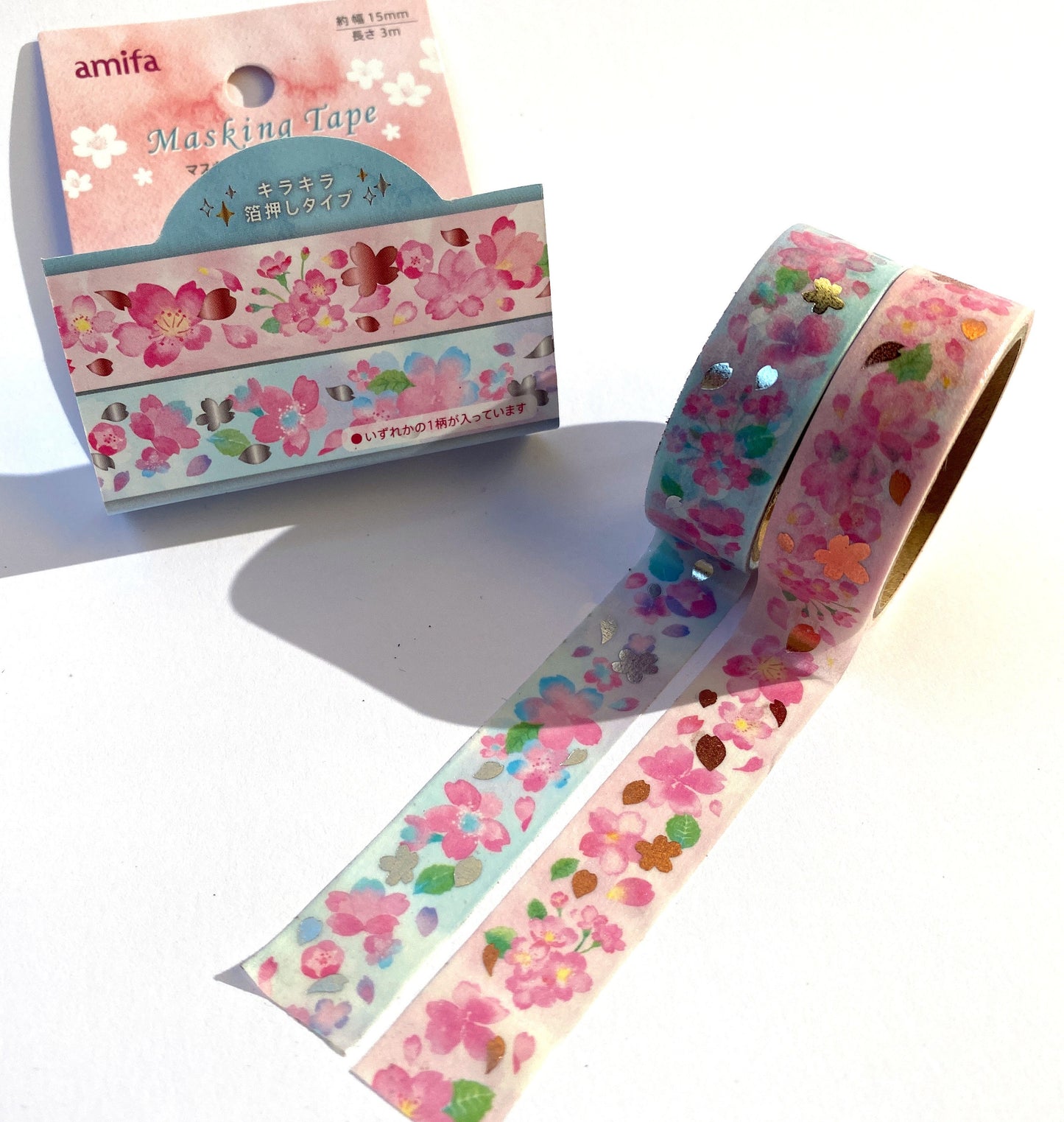 Blumen mit Gold / Silber- Folienapplikation, Washi Tape/Masking Tape 15mm