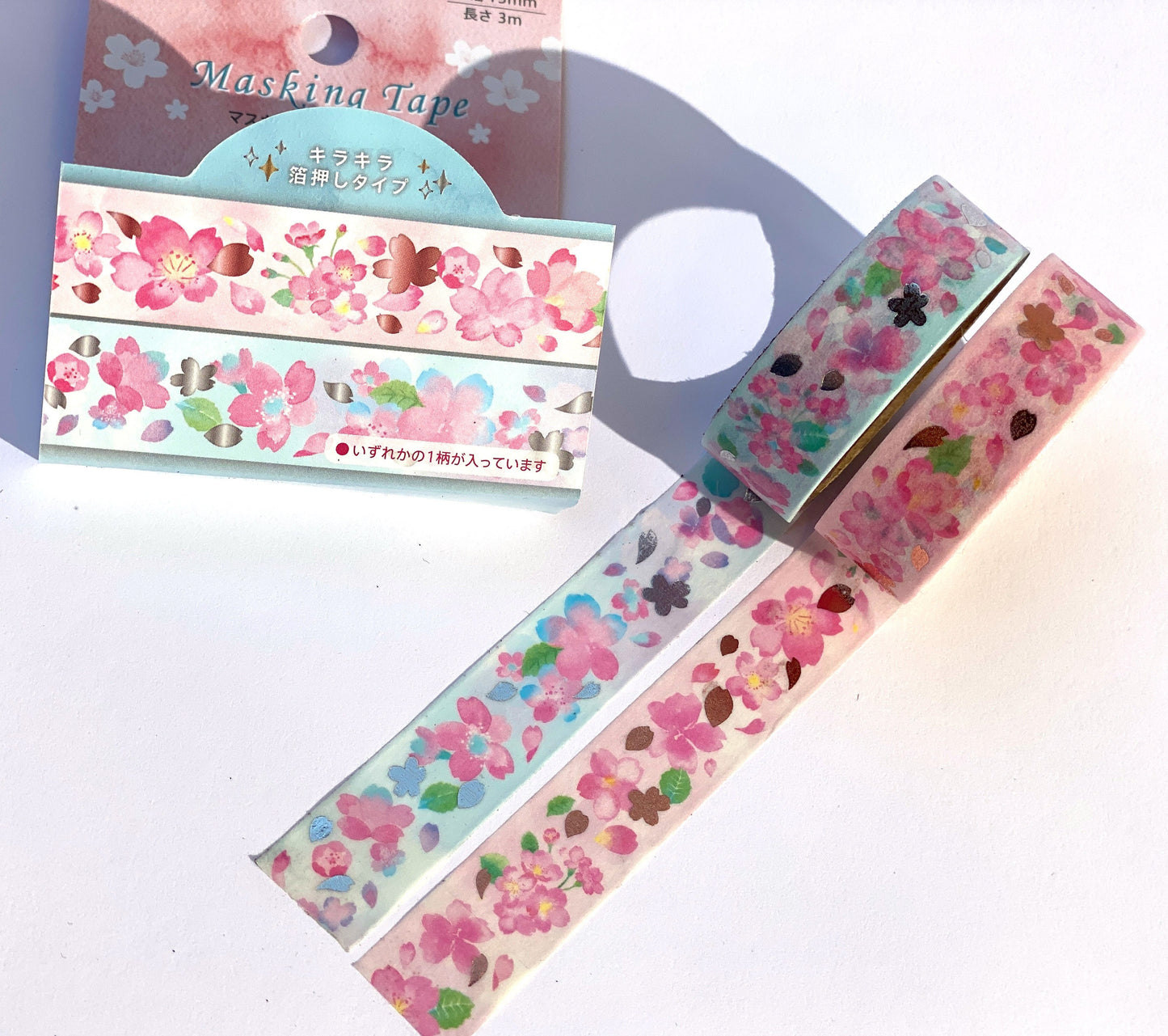 Blumen mit Gold / Silber- Folienapplikation, Washi Tape/Masking Tape 15mm