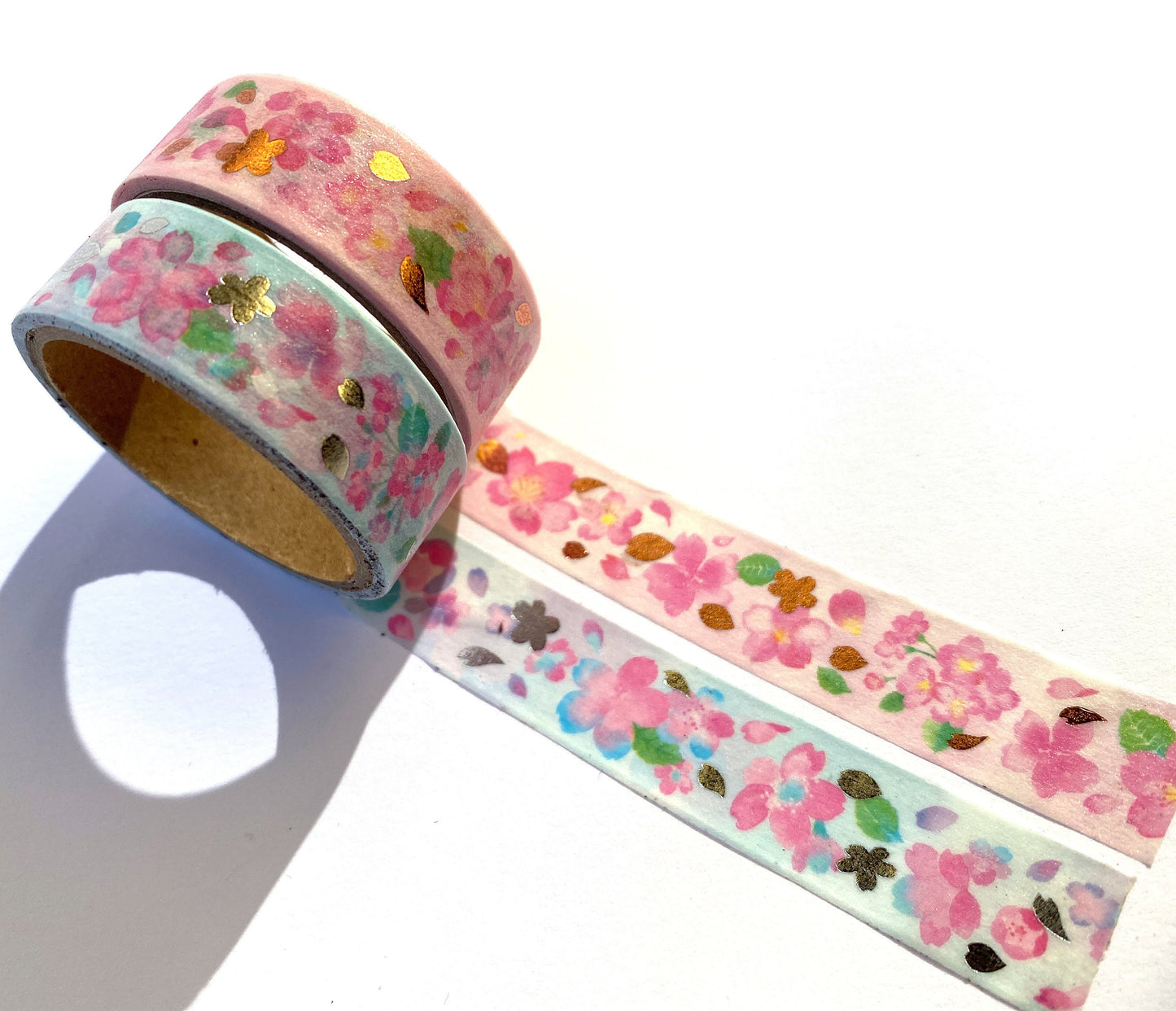 Blumen mit Gold / Silber- Folienapplikation, Washi Tape/Masking Tape 15mm