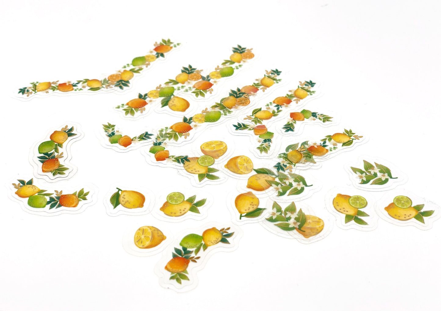 Erdbeeren und Zitrone Folien- Sticker / Aufkleber je 40 Stück