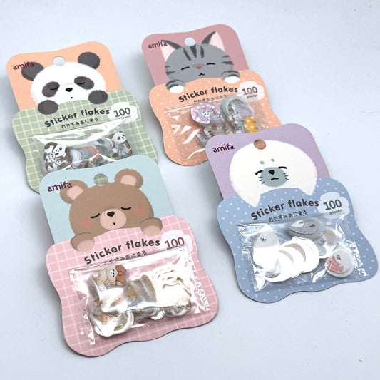 Tier-Sets Katzen, Bären, Pandas, Robben - Aufkleber / Sticker