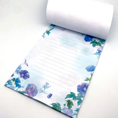 Block mit Briefpapier A5 – Blumenmuster Prunkwinden