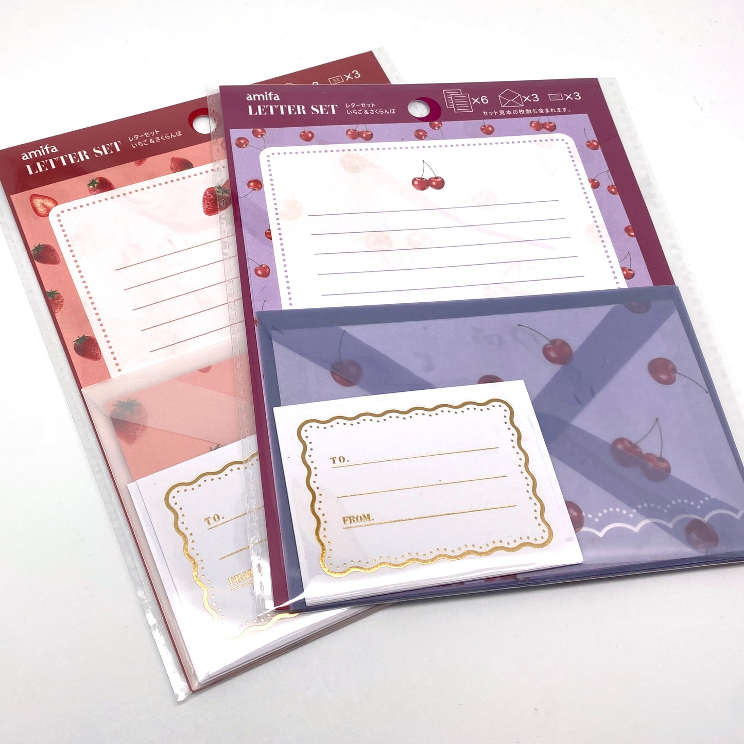 Briefpapier Set - Kirschen / Erdbeeren