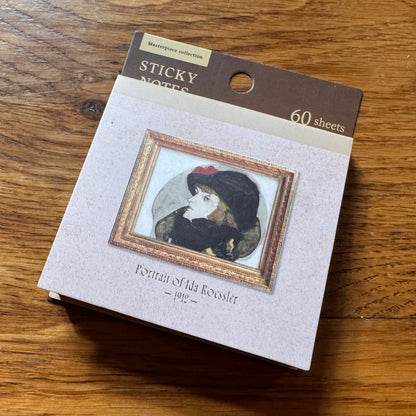 Art Sticky Notes Set – Klimt The Kiss, Munch The Scream, Cottage Garden, Portrait Ida Roessler – Haftnotizen Block
