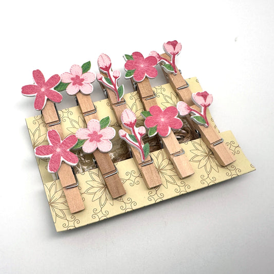 Katzen / Blumen - Clip Holzklammern Miniklammern, Pegs