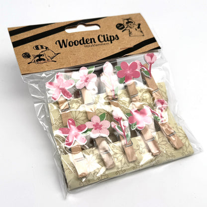 Katzen / Blumen - Clip Holzklammern Miniklammern, Pegs