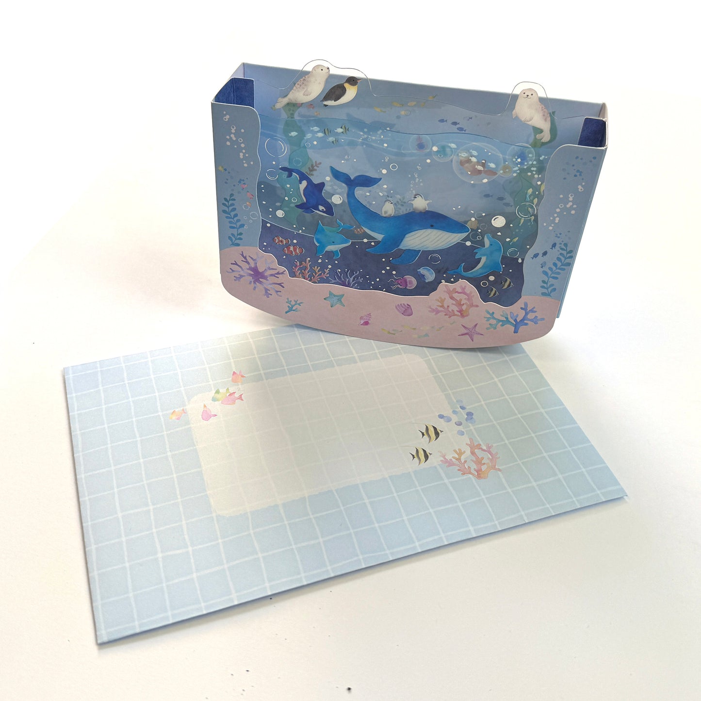 Aquarium: Wal, Delphin, Fische  - Pop up Karte