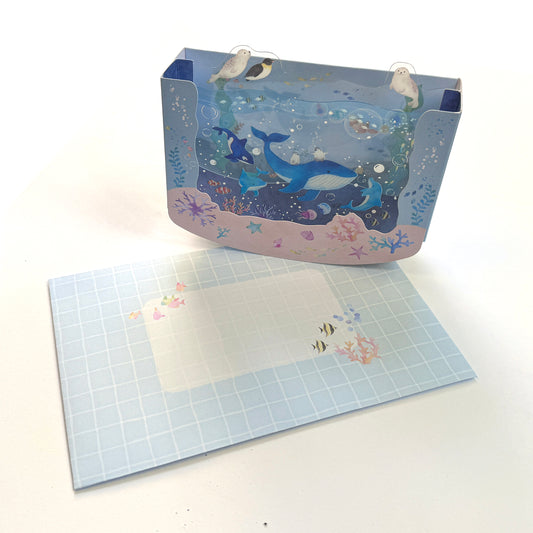 Aquarium: Wal, Delphin, Fische  - Pop up Karte