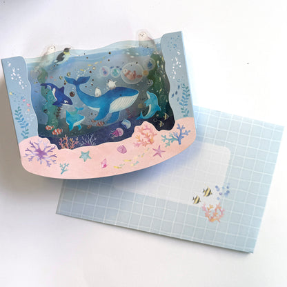 Aquarium: Wal, Delphin, Fische  - Pop up Karte