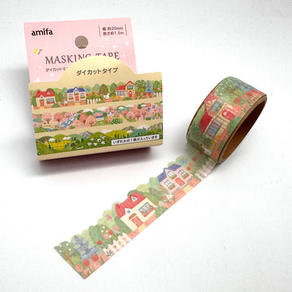 Dorf, Berge -  Washi Tape/Masking Tape mit Konturschnitt