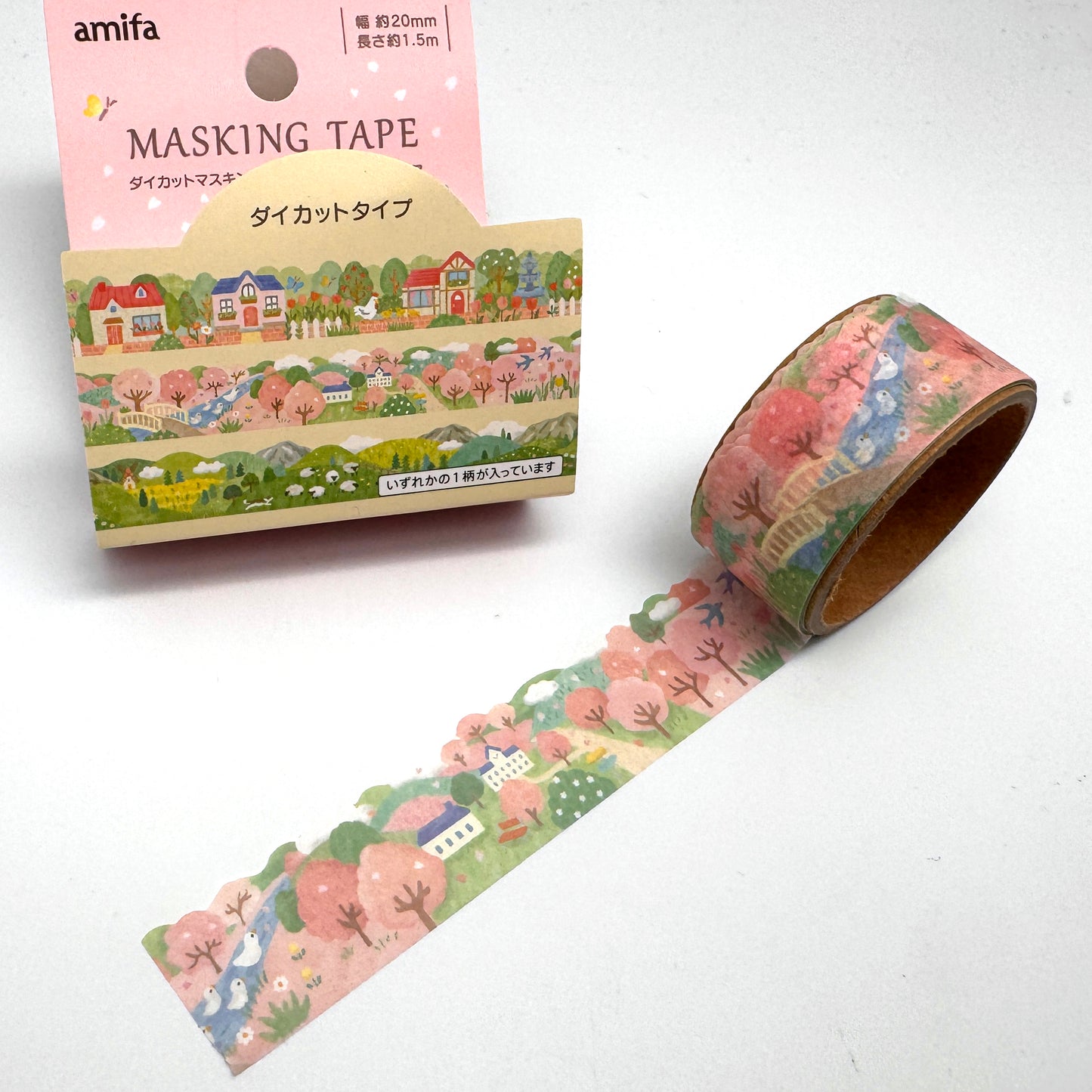 Dorf, Berge -  Washi Tape/Masking Tape mit Konturschnitt