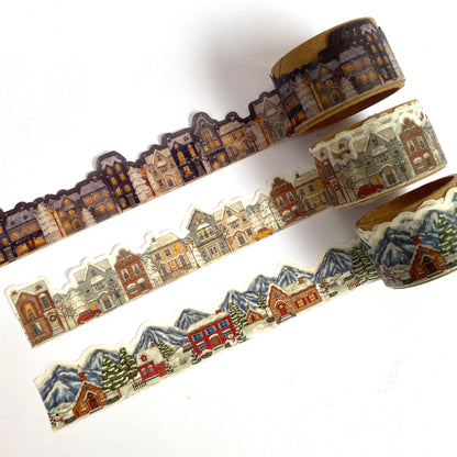 ❄️ Winter Stadt & Dorf im Schnee - Washi Tape Konturgeschnitten