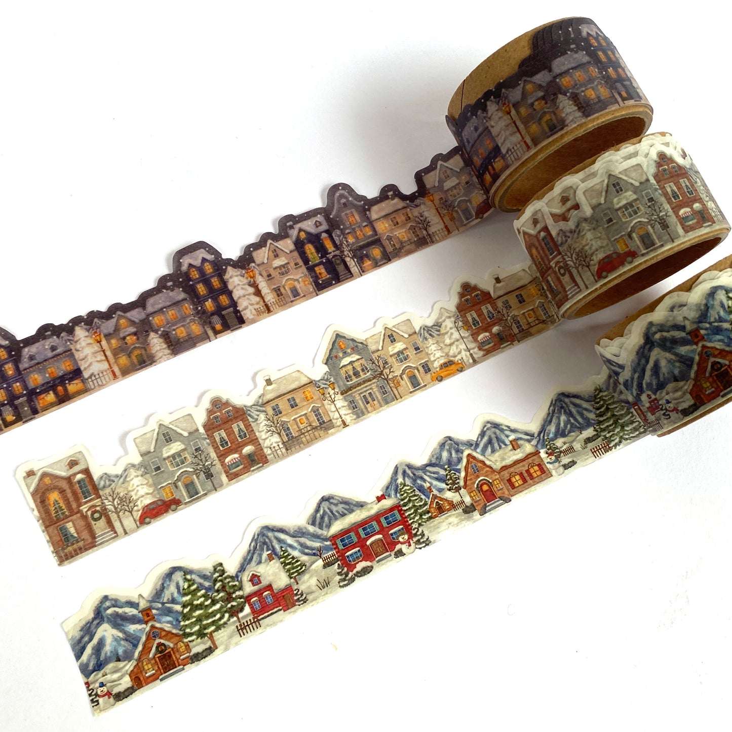 ❄️ Winter Stadt & Dorf im Schnee - Washi Tape Konturgeschnitten