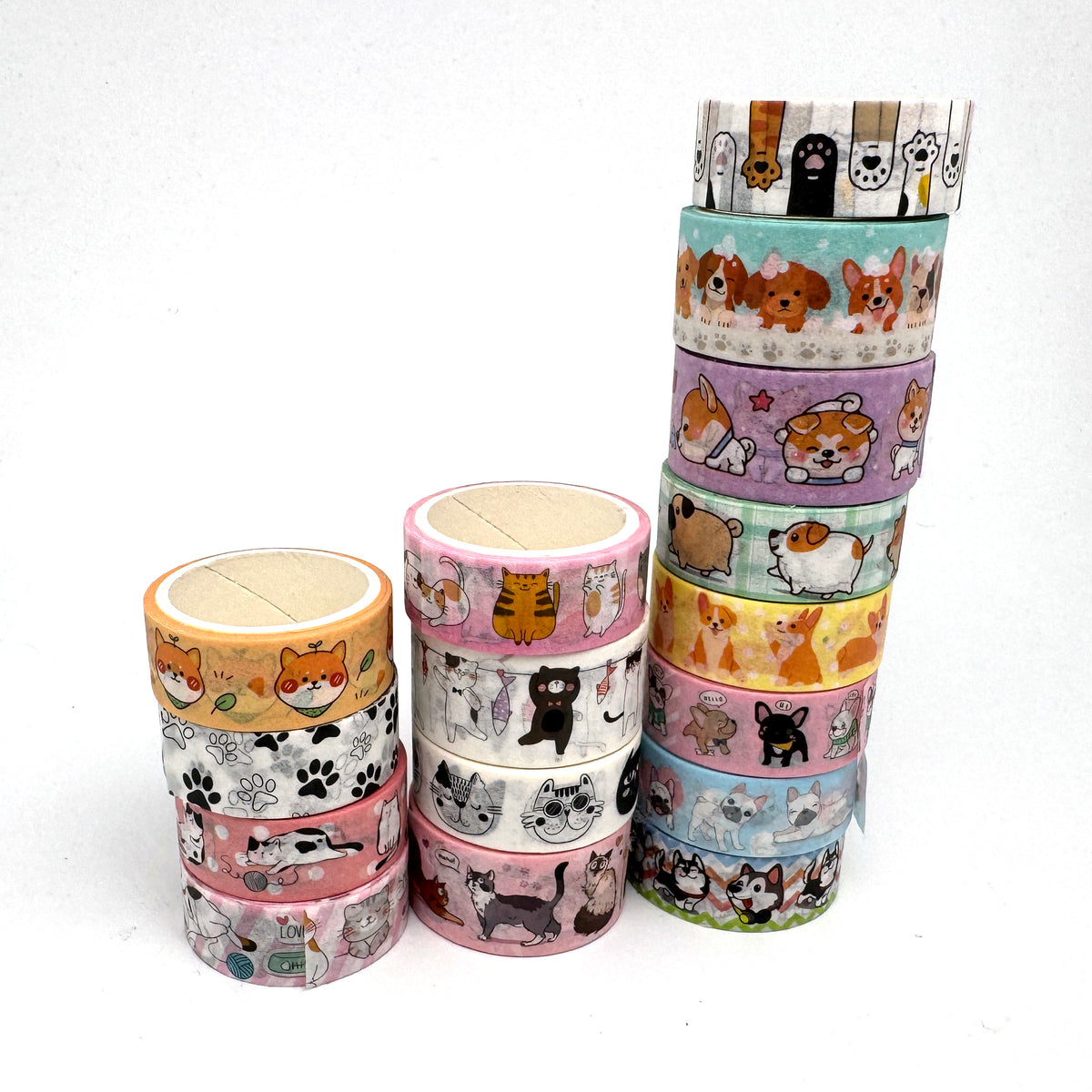 Hunde & Katzen – Set  Washi Tape 16 Rollen