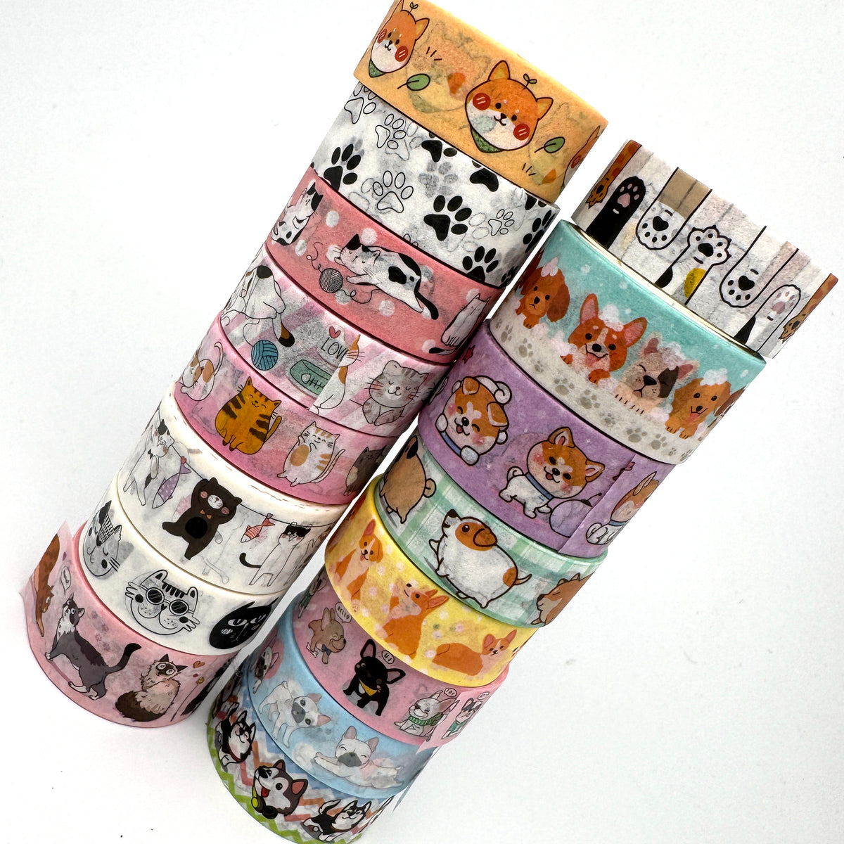 Hunde & Katzen – Set  Washi Tape 16 Rollen