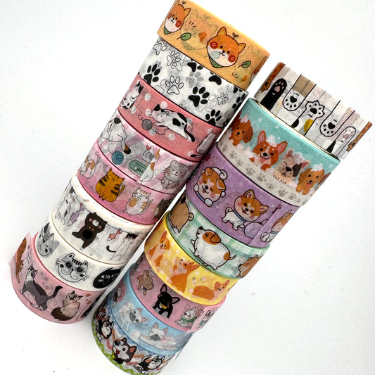 Hunde & Katzen – Set  Washi Tape 16 Rollen