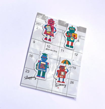Robotter- Magnetlesezeichen  Bookmarks  je 4 Stück