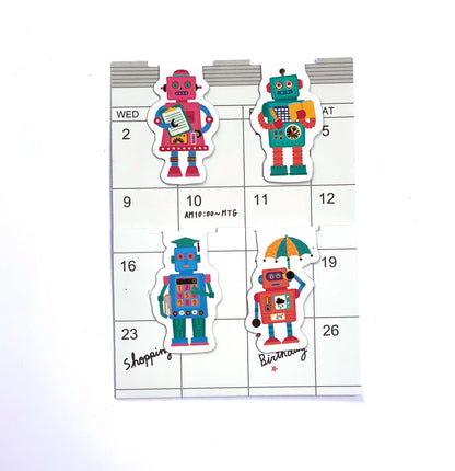 Robotter- Magnetlesezeichen  Bookmarks  je 4 Stück