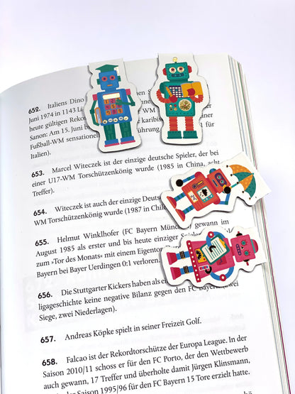 Robotter- Magnetlesezeichen  Bookmarks  je 4 Stück