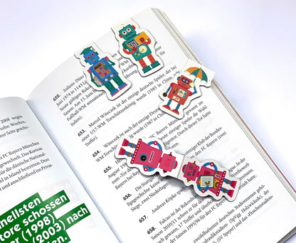 Robotter- Magnetlesezeichen  Bookmarks  je 4 Stück