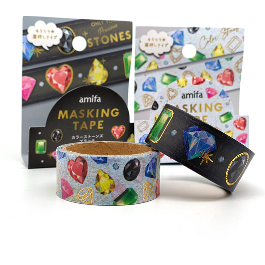 Edelsteine mit Folienapplikation Washi Masking Tape