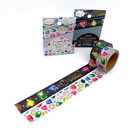 Edelsteine mit Folienapplikation Washi Masking Tape