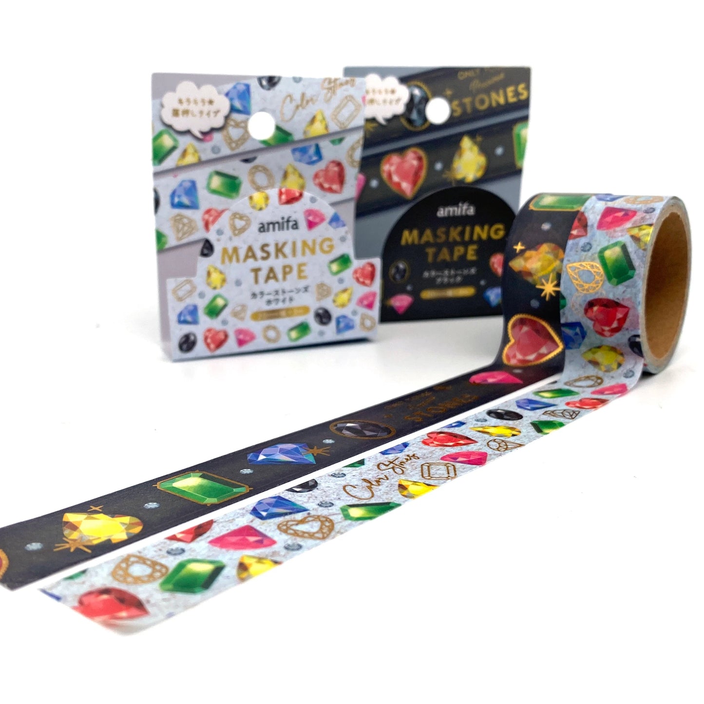 Edelsteine mit Folienapplikation Washi Masking Tape